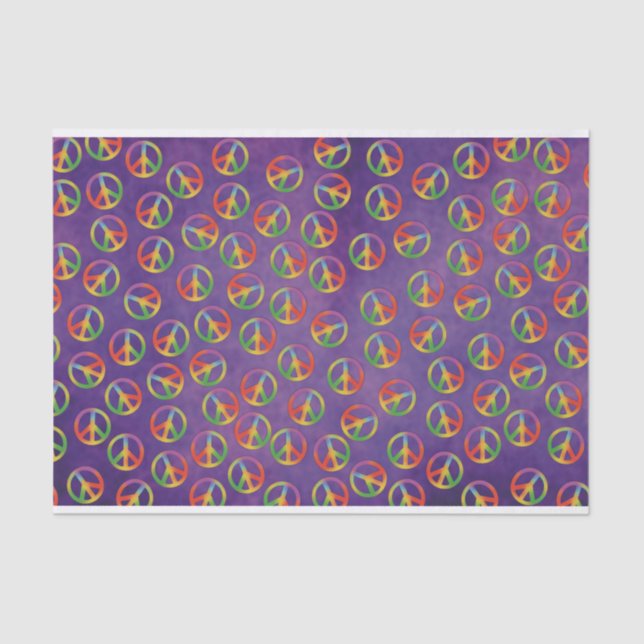 Tie Dye Peace Signs On Purple Tissue Paper (Front)