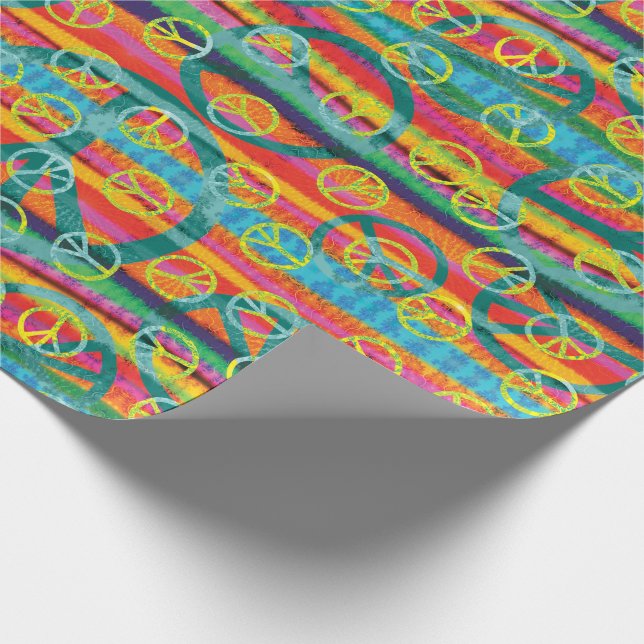 Tie Dye Peace Signs Wrapping Paper (Corner)