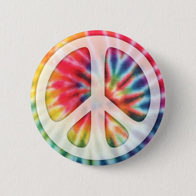 Tie-Dye Peace Symbol 6 Cm Round Badge (Front)
