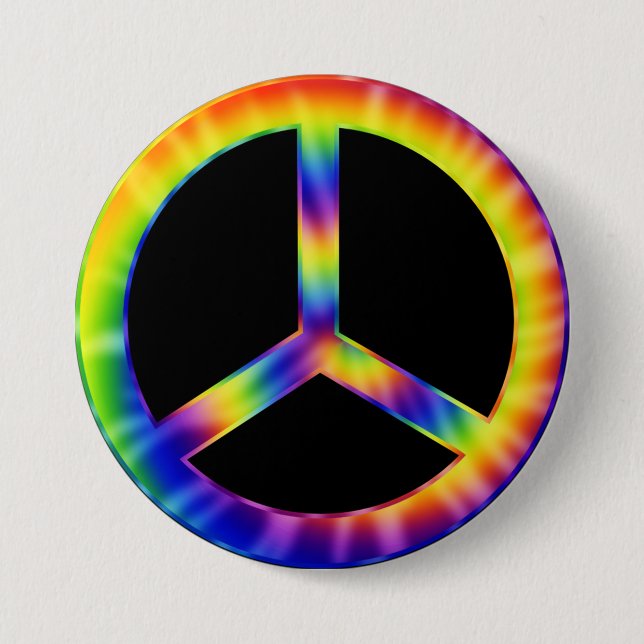 Tie Dye Peace Symbol Button (Front)
