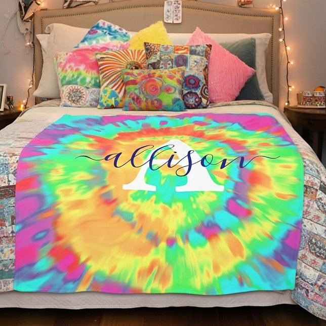 Tie dye personalised fleece blanket (Creator Uploaded)