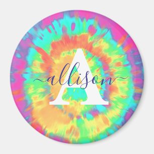 Tie dye personalised magnet