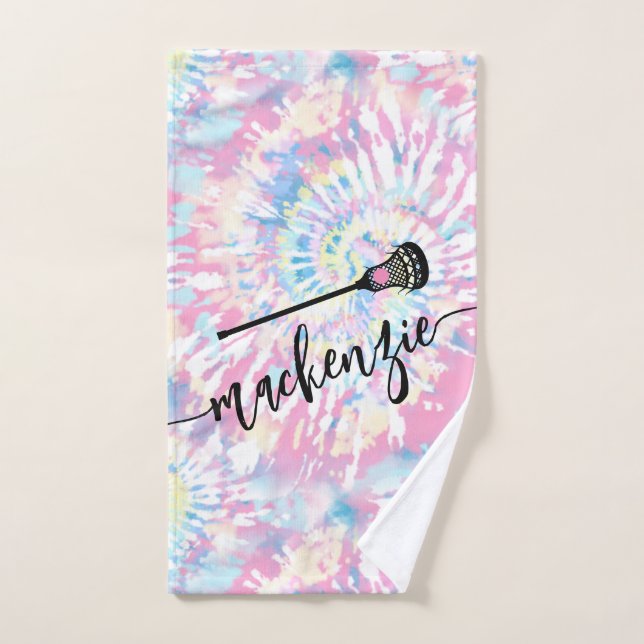 Tie Dye Personalised Name Lacrosse Hand Towel (Hand Towel)
