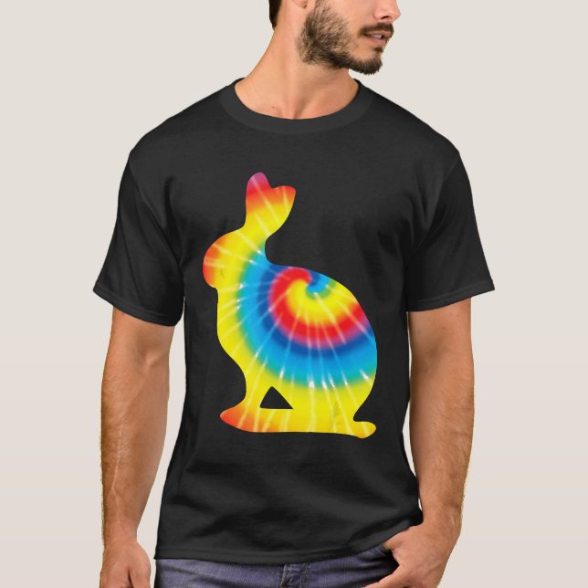 Tie Dye Pika Rainbow Print Rock Rabbit Hippie Peac T-Shirt (Front)