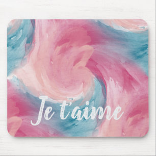 Tie-Dye Pink and Blue Painterly Watercolor in Love Mouse Pad