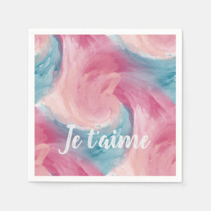 Tie-Dye Pink and Blue Painterly Watercolor in Love Napkin