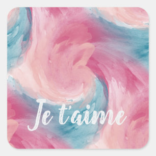 Tie-Dye Pink and Blue Painterly Watercolor in Love Square Sticker