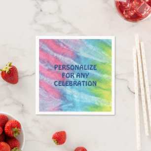 Tie Dye Pink Personalized Paper Party Napkin