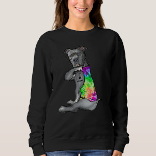 Tie Dye Pitbull I Love Mum Pitbull Tattoo Mother's Sweatshirt