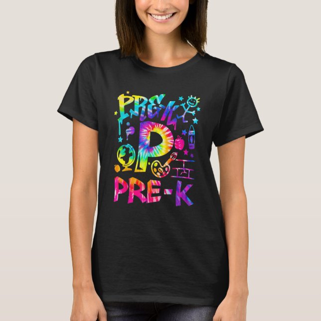Tie Dye Pre K Back To School First Day Teacher Boy T-Shirt (Front)