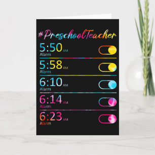 Tie Dye Preschool Teacher Appreciation Alarm Clock Card