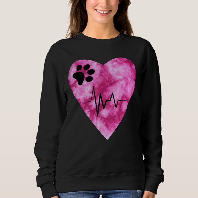 Tie Dye Print  Pet Love Heartbeat Pulse Sweatshirt (Front)