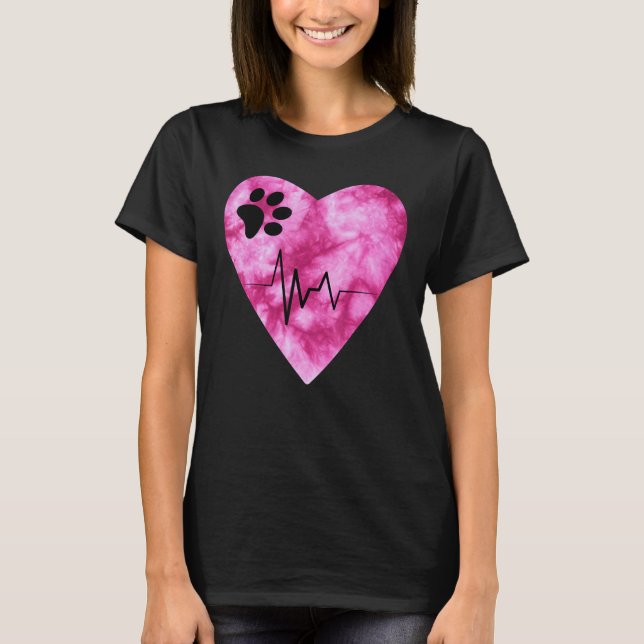 Tie Dye Print  Pet Love Heartbeat Pulse T-Shirt (Front)