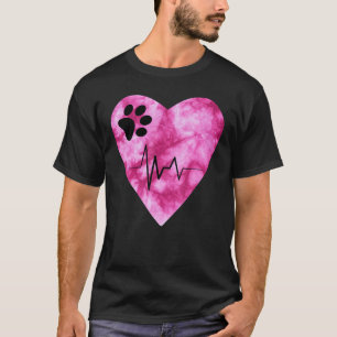 Tie Dye Print  Pet Love Heartbeat Pulse T-Shirt