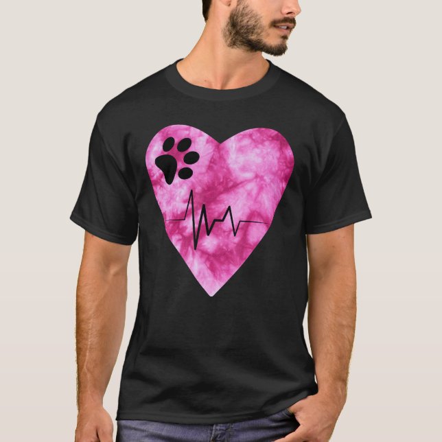Tie Dye Print  Pet Love Heartbeat Pulse T-Shirt (Front)