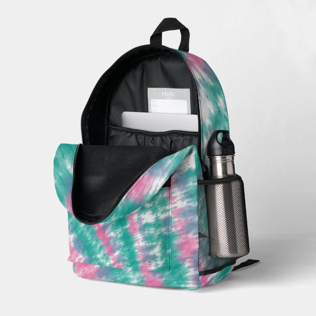 Tie Dye Printed Backpack (Back Corner Right (Open))
