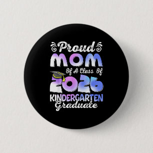 Tie dye proud mum of a class of 2026 graduate 6 cm round badge