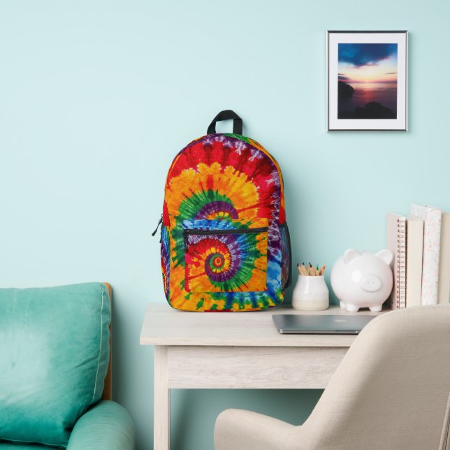 Tie Dye Psychedelic Pattern  Printed Backpack (Insitu)