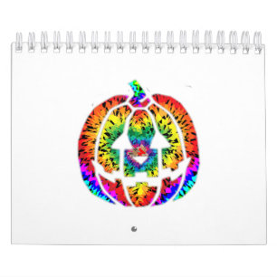 Tie Dye Pumpkin Hippie 70S Retro Vintage Halloween Calendar