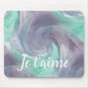 Tie-Dye Purple Green Painterly Watercolor in Love Mouse Pad