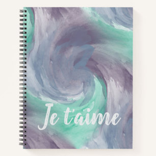 Tie-Dye Purple Green Painterly Watercolor in Love Notebook