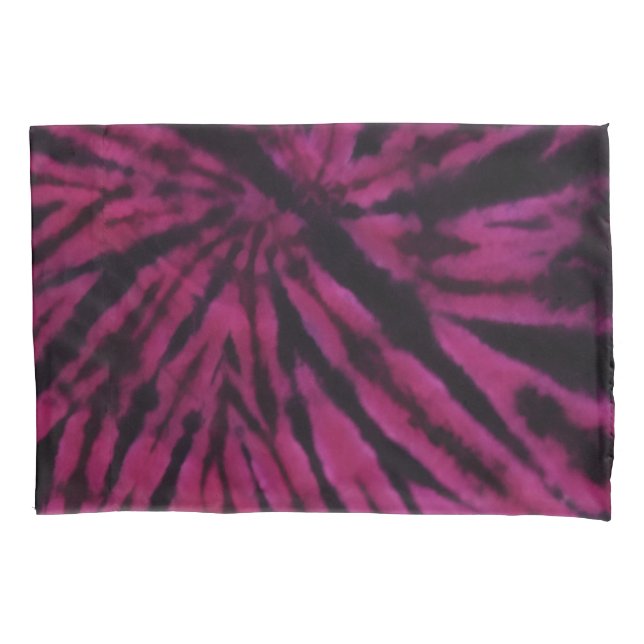 Tie-Dye Purple Pink Black Hippie Retro Pattern  Pillowcase (Front)