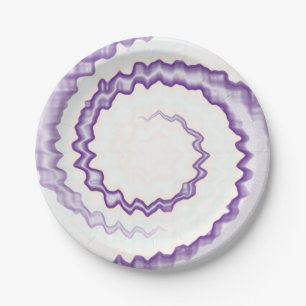 Tie dye Purple violet white swirl cool party Paper Plate