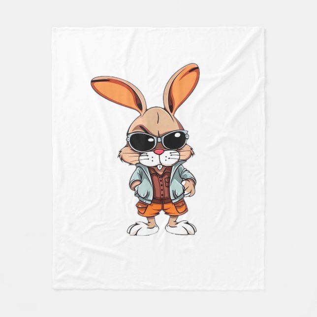Tie-Dye rabbit bunny Peace Sign Hippie  Fleece Blanket (Front)