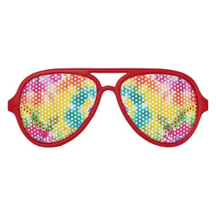 Tie Dye Rainbow Birthday Party Aviator Sunglasses
