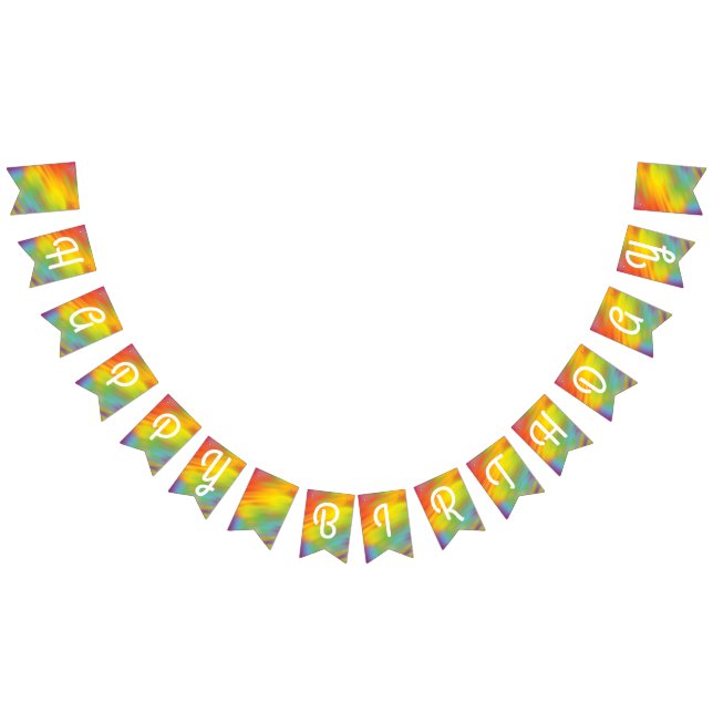 Tie Dye Rainbow Birthday Party Kids Cute Bunting (All)