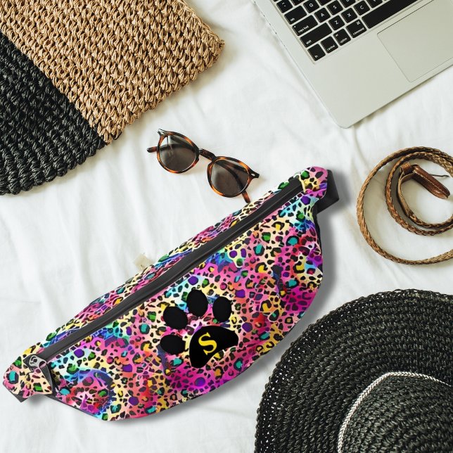 Tie Dye Rainbow Leopard Print Black Paw Cool Teens Bum Bags (Creator Uploaded)