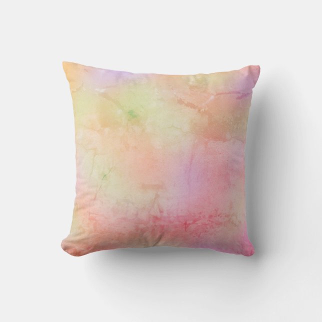 Tie Dye Rainbow Marbled Throw Pillow (Front)