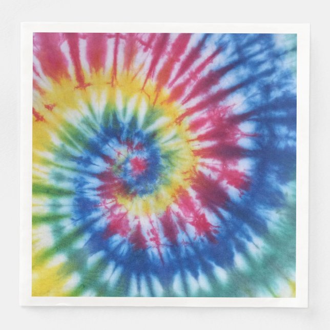 Tie Dye Rainbow Paper Napkin Rainbow Design (Front)