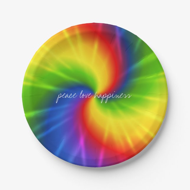 Tie Dye Rainbow Paper Plate (Front)