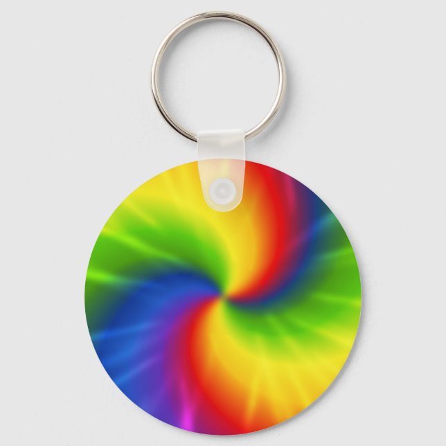 Tie Dye Rainbow Pattern Key Ring (Front)
