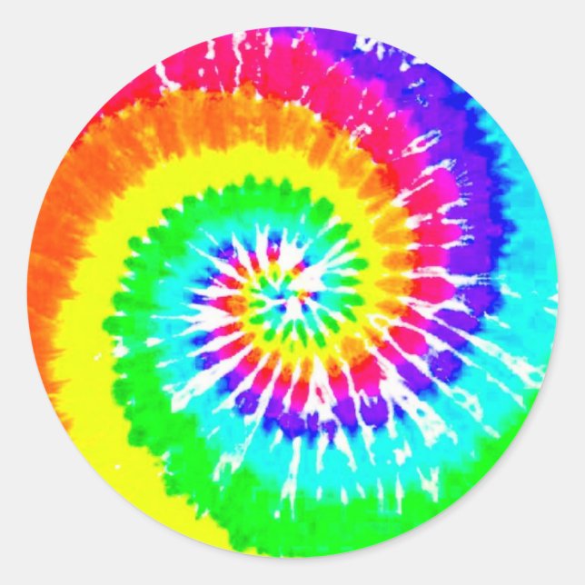 Tie Dye Rainbow Swirl Neon Rainbow Colours Pattern Classic Round Sticker (Front)