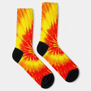 Tie Dye Red Orange and Yellow Socks