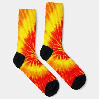 Tie Dye Red Orange and Yellow Socks