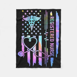 Tie Dye Registered Nurse Rn Ekg Stethoscope Nursin Fleece Blanket