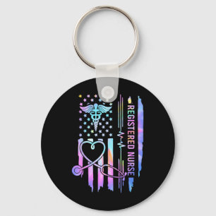 Tie Dye Registered Nurse Rn Ekg Stethoscope Nursin Key Ring