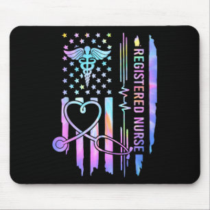 Tie Dye Registered Nurse Rn Ekg Stethoscope Nursin Mouse Pad