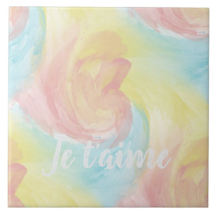 Tie-Dye Retro Pastel Painterly Watercolor in Love Ceramic Tile