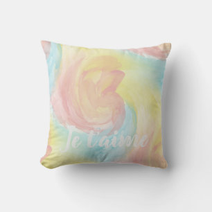 Tie-Dye Retro Pastel Painterly Watercolor in Love Cushion