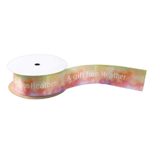 Tie Dye Retro Personalized Gift Favor Name Satin Ribbon