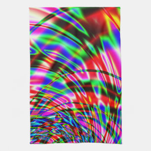 Tie Dye Retro Wave Fractal Tea Towel