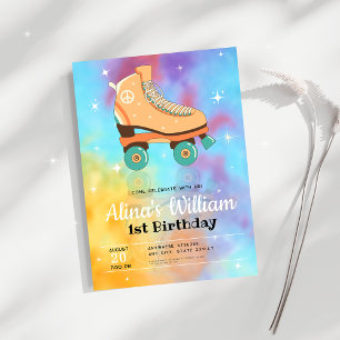 Tie Dye Roller Skate Birthday Invitation