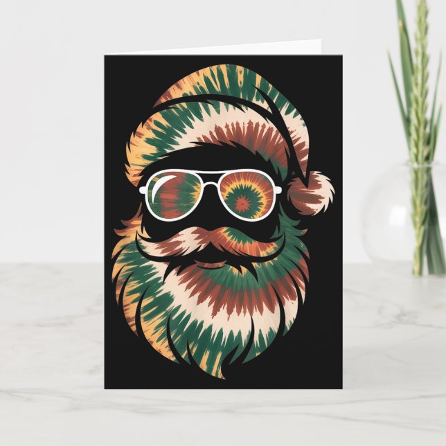 Tie Dye Santa Claus Face Xmas Boys Girls Kids Adul Card (Front)