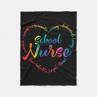 Tie Dye School Nurse Heart Word Nursing Nurse Day  Fleece Blanket