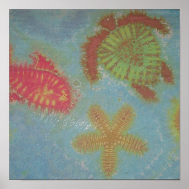 Tie Dye Sea Turtle Horse Star Fish Poster (Front)