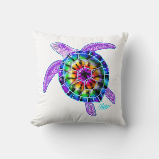 Tie Dye Sea Turtle Pillow (Front)